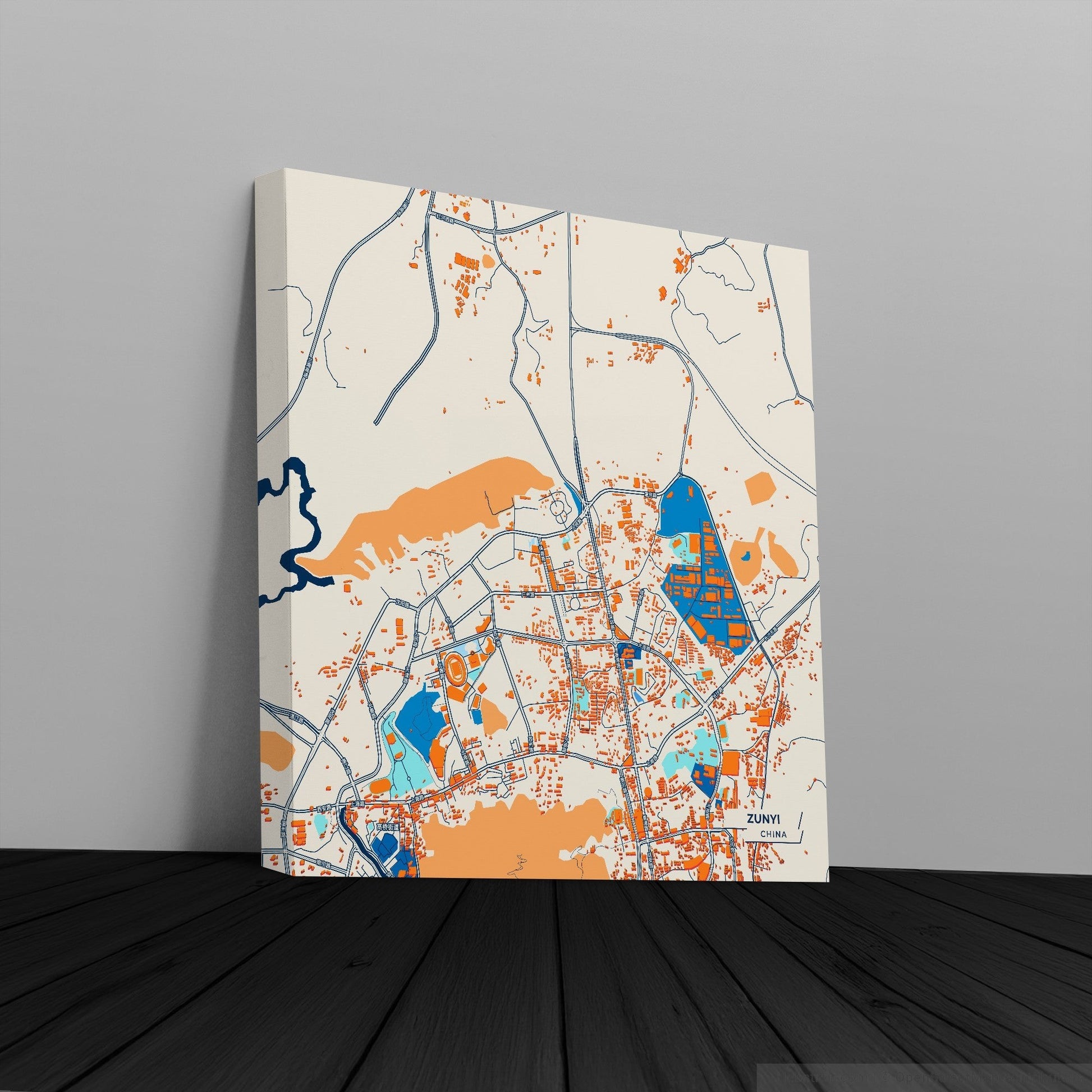 Zunyi China Colorful City Map Canvas Print