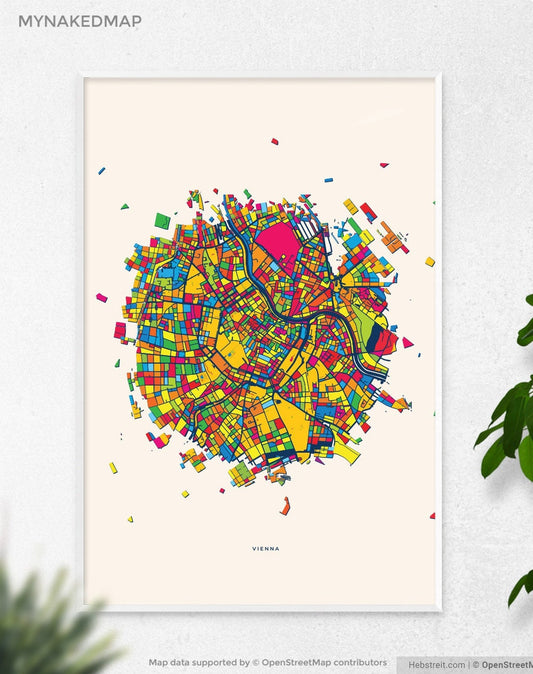 Vienna Austria Art Map, Vibrant Cityscapes of Europe, Perfect Decor for Home and Business