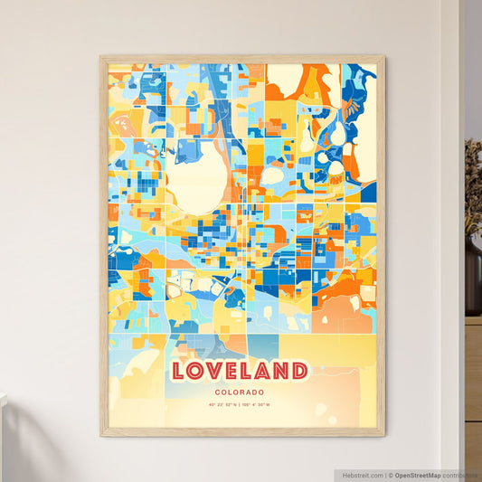 Colorful Loveland Colorado Fine Art Map Blue Orange