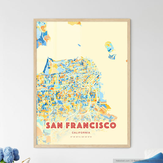 Colorful San Francisco California Fine Art Map Blue Orange