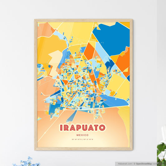 Colorful IRAPUATO MEXICO Fine Art Map Blue Orange