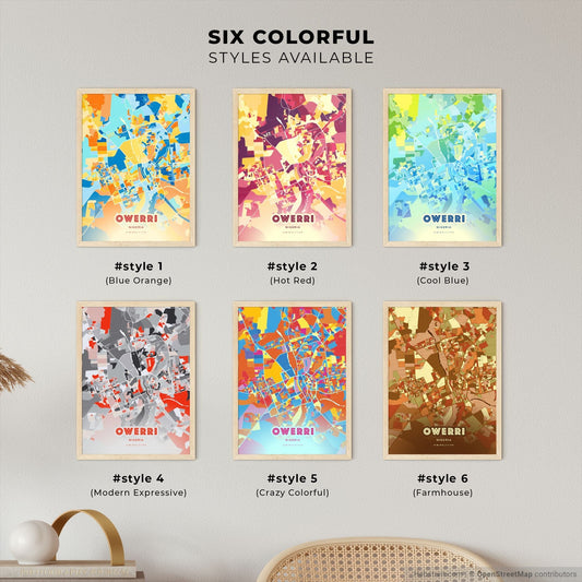 Colorful OWERRI NIGERIA Fine Art Map