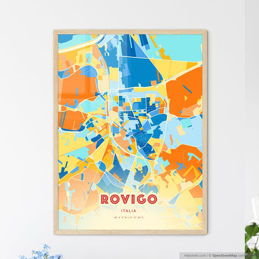 Colorful ROVIGO ITALY Fine Art Map Blue Orange