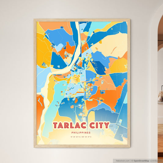 Colorful TARLAC CITY PHILIPPINES Fine Art Map Blue Orange