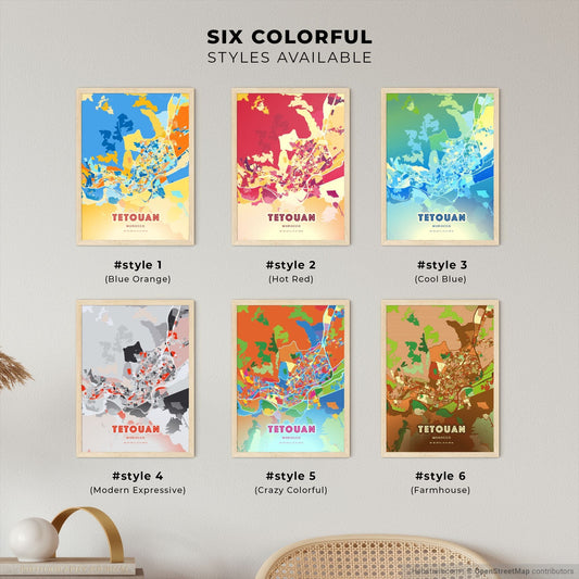 Colorful TETOUAN MOROCCO Fine Art Map