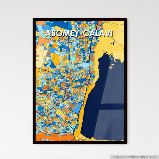 ABOMEY-CALAVI BENIN Vibrant Colorful Art Map Poster Blue Orange