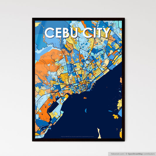 CEBU CITY PHILIPPINES Vibrant Colorful Art Map Poster Blue Orange