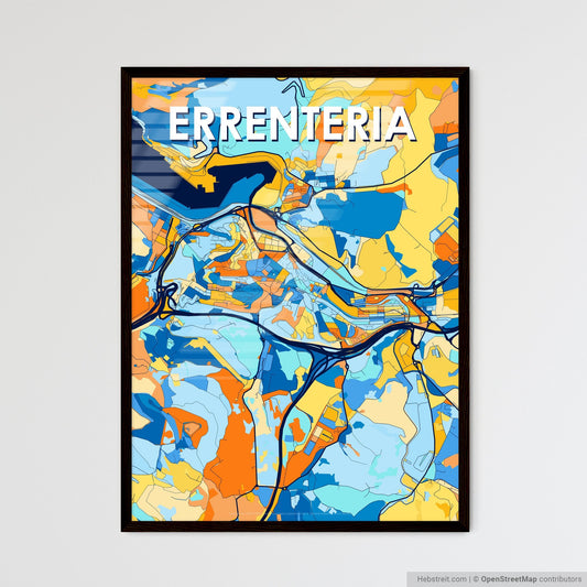 ERRENTERIA SPAIN Vibrant Colorful Art Map Poster Blue Orange