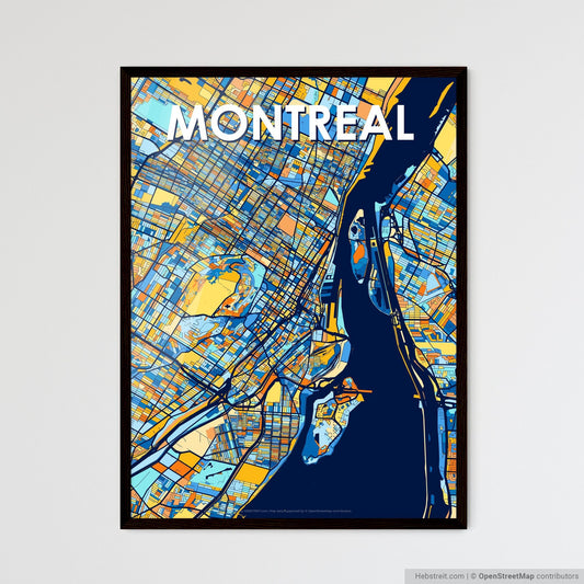 MONTREAL CANADA Vibrant Colorful Art Map Poster Blue Orange