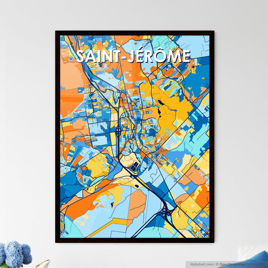 SAINT-JÉRÔME CANADA Vibrant Colorful Art Map Poster Blue Orange