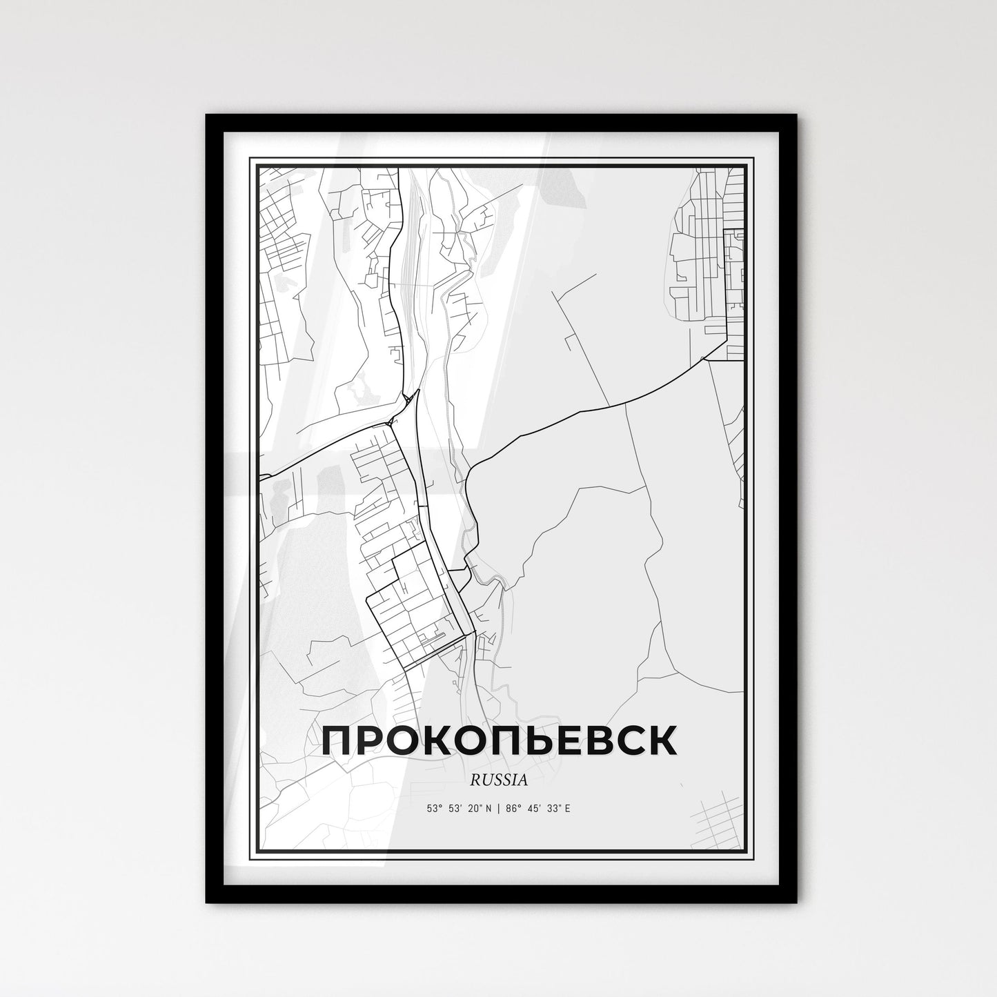 Prokopyevsk Russia - Scandinavian Style City Map for Modern Home Decor