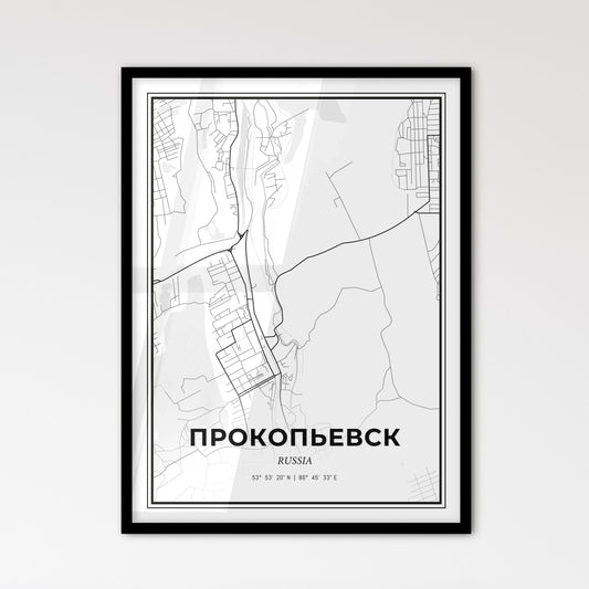 Prokopyevsk Russia - Scandinavian Style City Map for Modern Home Decor