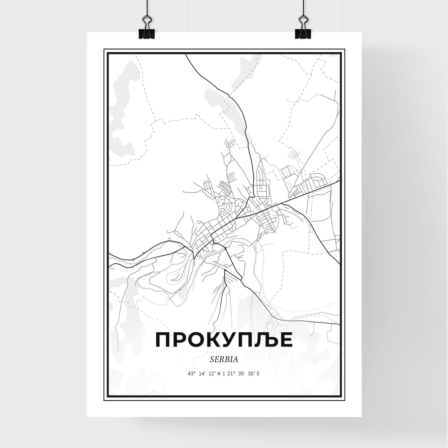 Prokuplje Serbia - Premium City Map Poster