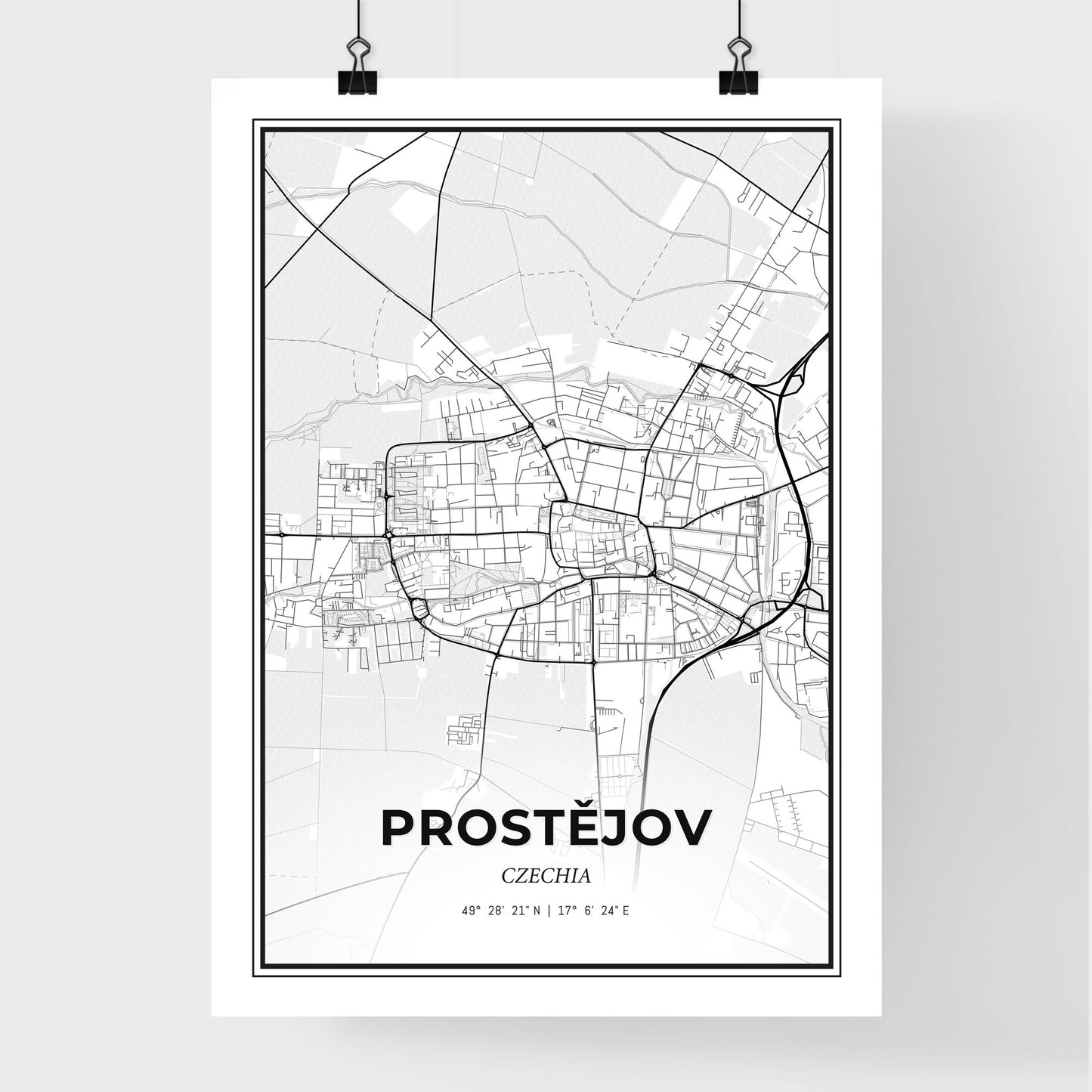  Prostějov Czechia - Premium City Map Poster