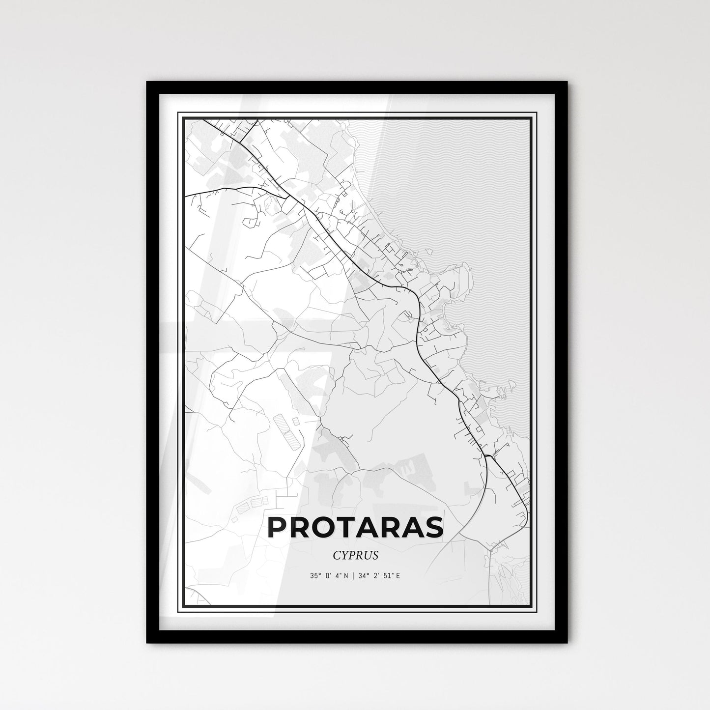 Protaras   Cyprus - Scandinavian Style City Map for Modern Home Decor