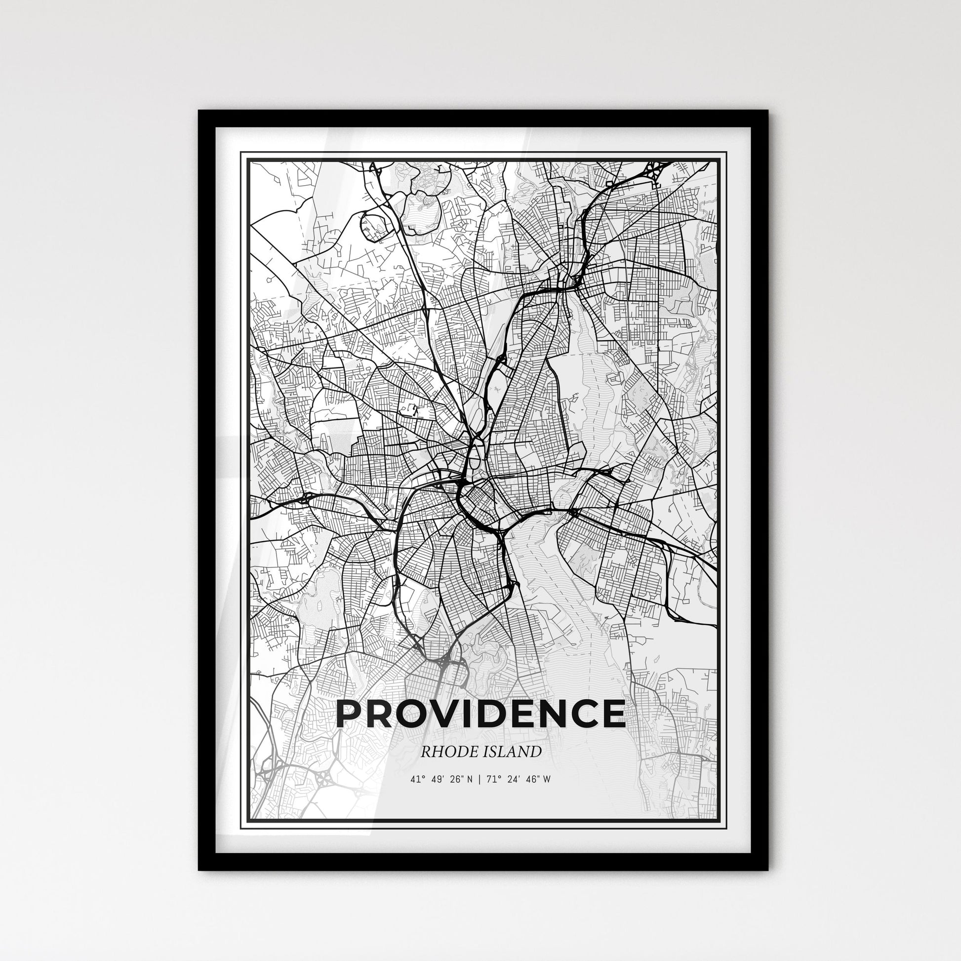 Providence Rhode Island - Scandinavian Style City Map for Modern Home Decor