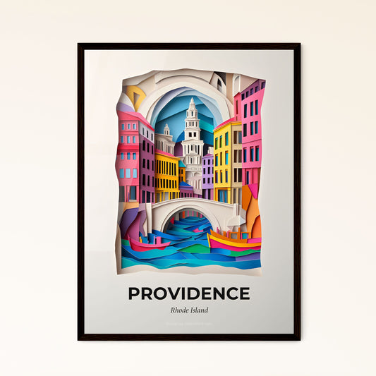 Vivid Providence, Rhode Island - a paper cut of a city with a bridge