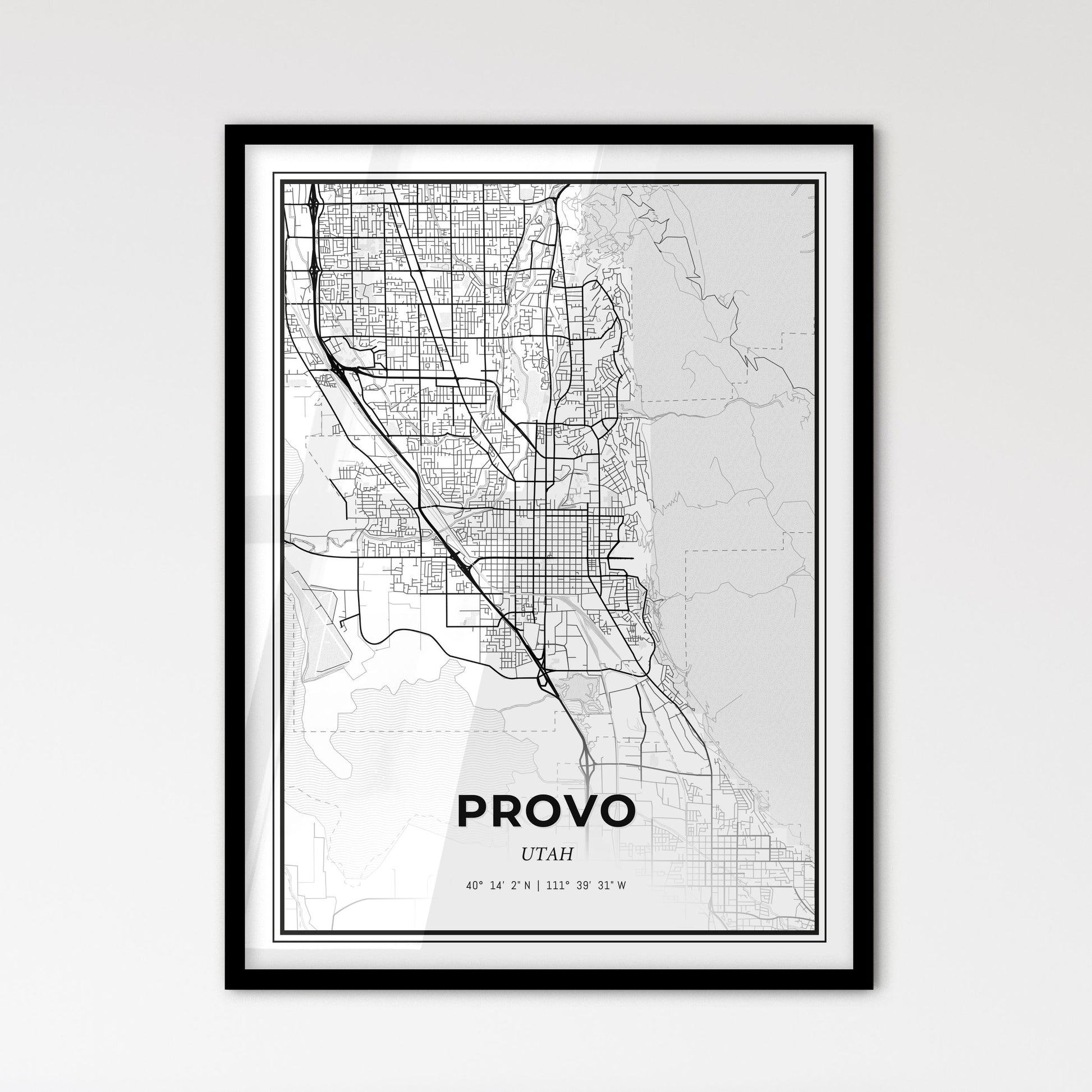 Provo Utah - Scandinavian Style City Map for Modern Home Decor