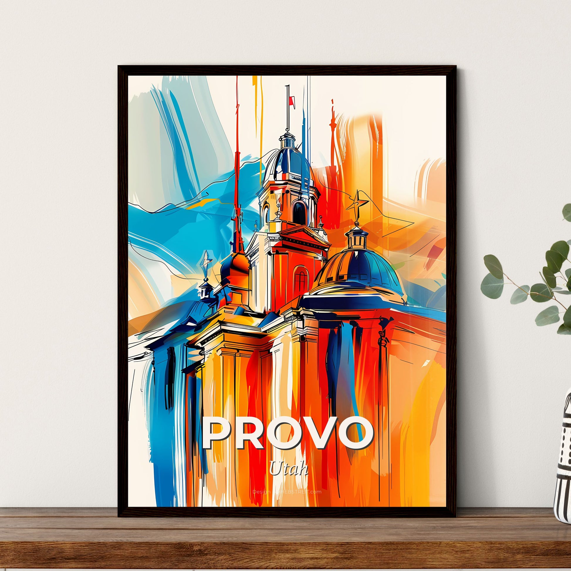 Vibrant Provo, Utah - A Painting Of A Building With A Flag On Top