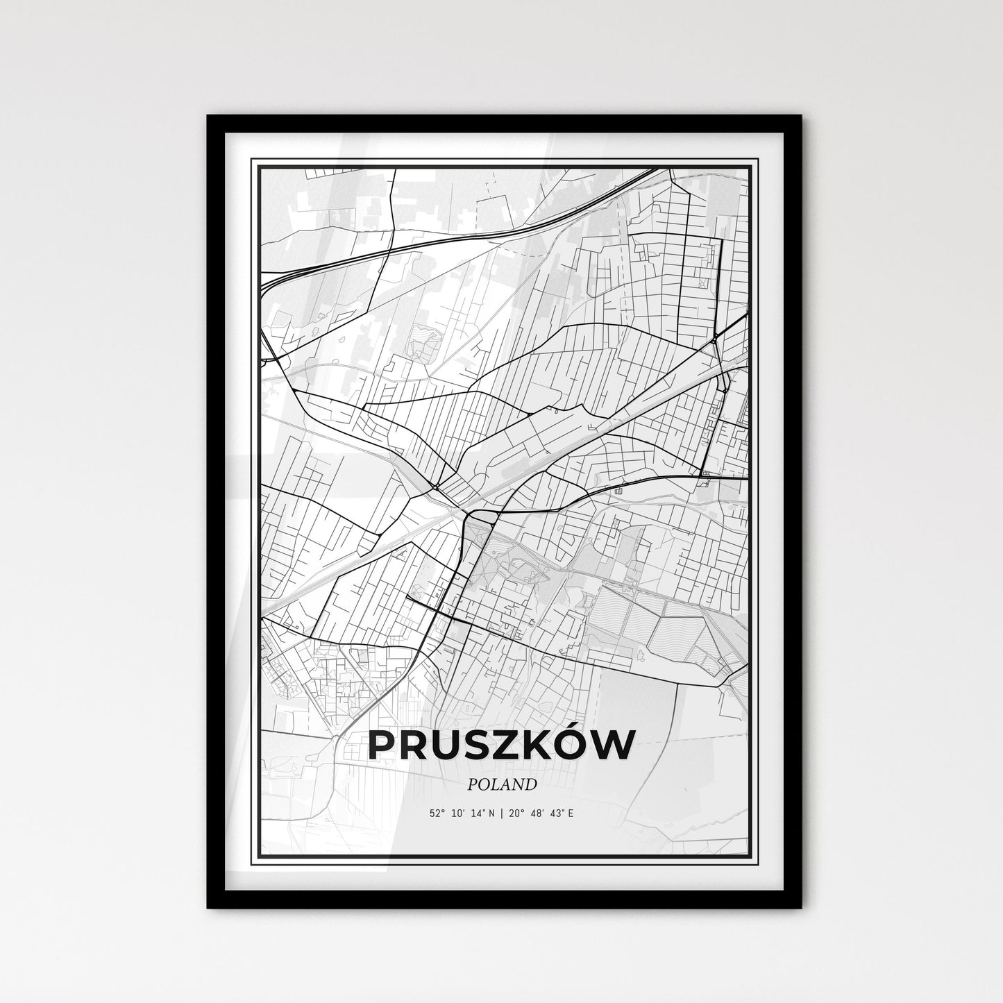 Pruszków Poland - Scandinavian Style City Map for Modern Home Decor