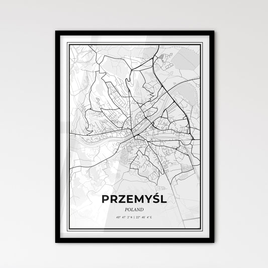 Przemyśl Poland - Scandinavian Style City Map for Modern Home Decor