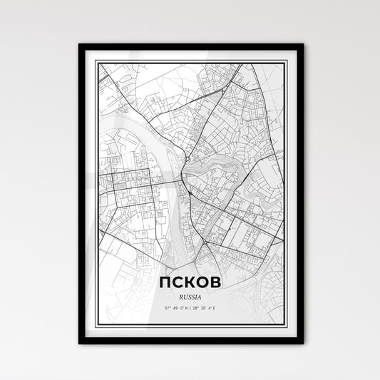 Pskov Russia - Scandinavian Style City Map for Modern Home Decor