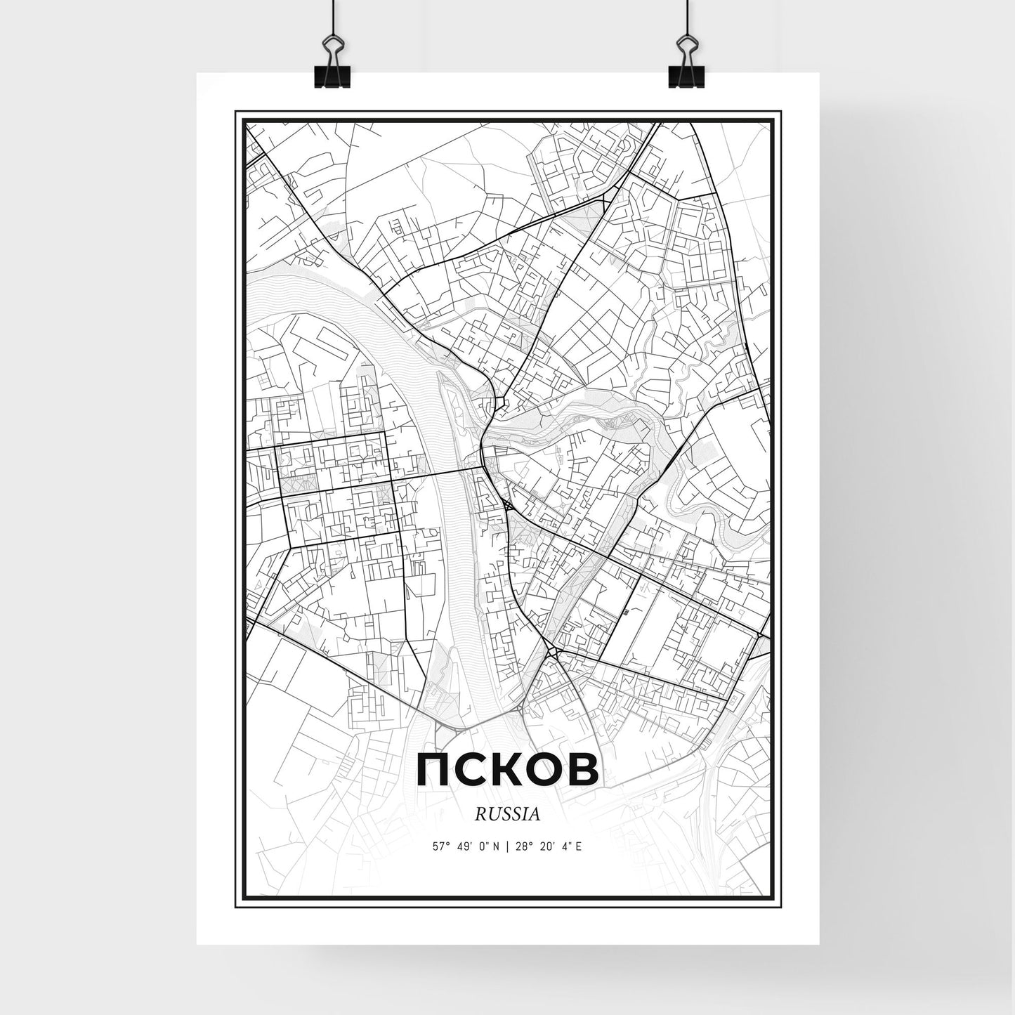 Pskov Russia - Premium City Map Poster