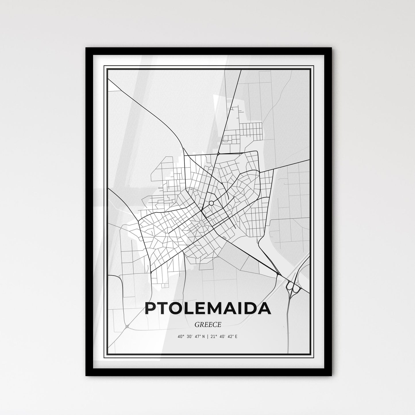 Ptolemaida Greece - Scandinavian Style City Map for Modern Home Decor