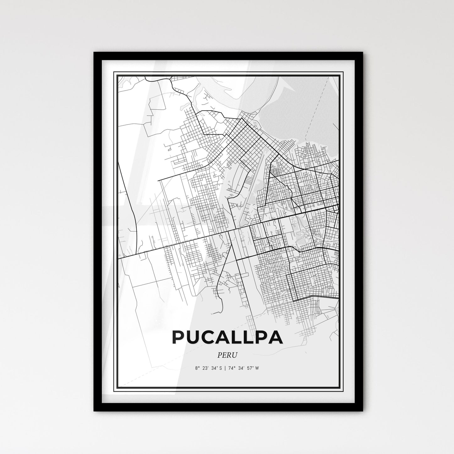 Pucallpa Peru - Scandinavian Style City Map for Modern Home Decor