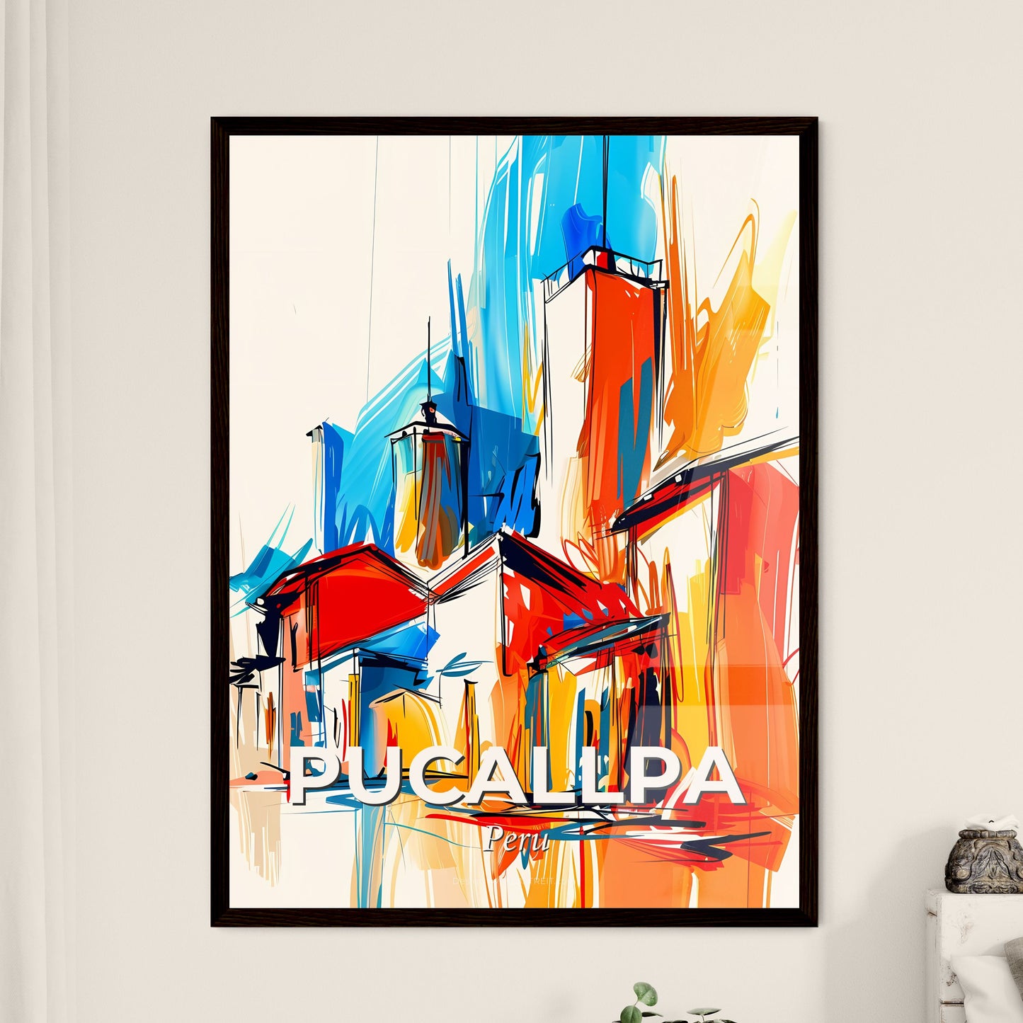 Vibrant Pucallpa, Peru - A Colorful Painting Of Buildings