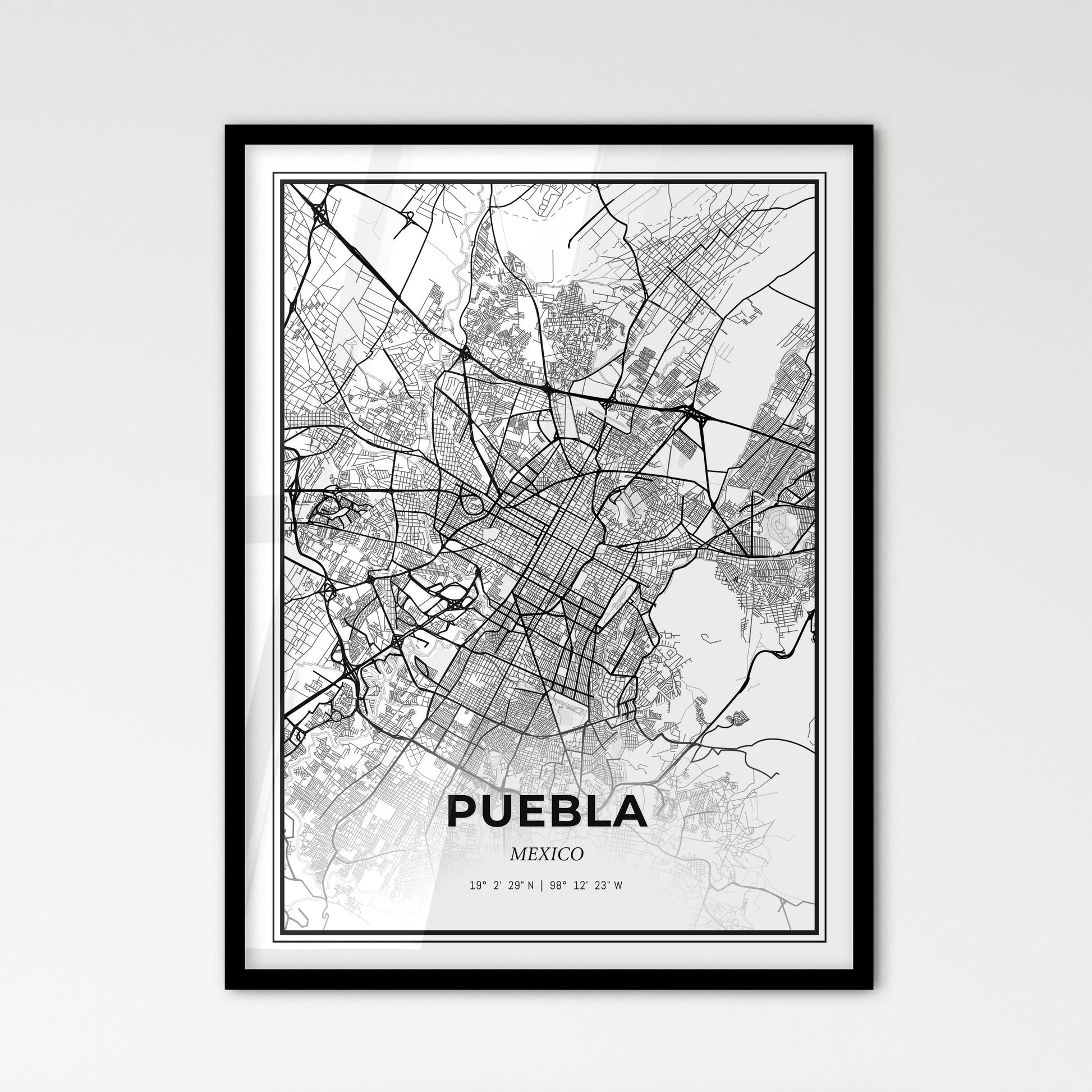 Puebla Mexico - Scandinavian Style City Map for Modern Home Decor