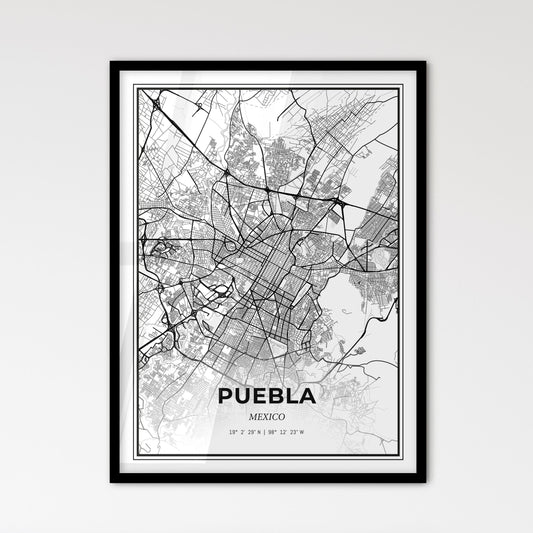 Puebla Mexico - Scandinavian Style City Map for Modern Home Decor