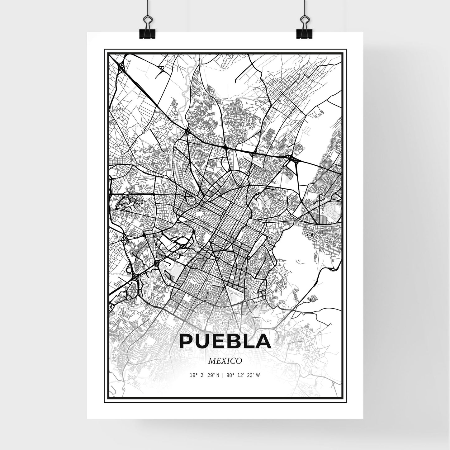 Puebla Mexico - Premium City Map Poster