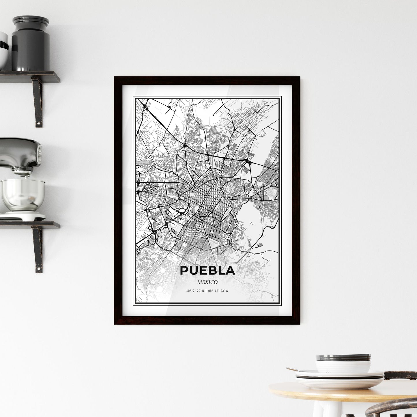 Puebla Mexico - Minimal City Map