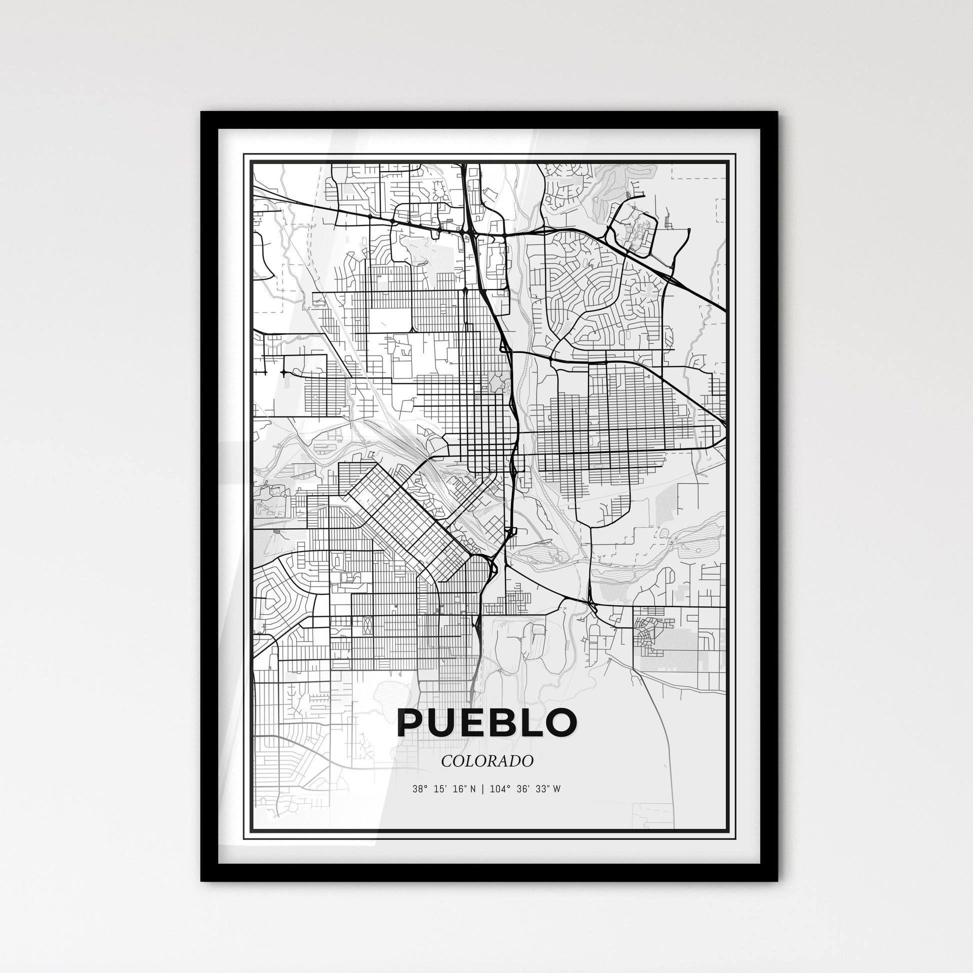 Pueblo Colorado - Scandinavian Style City Map for Modern Home Decor