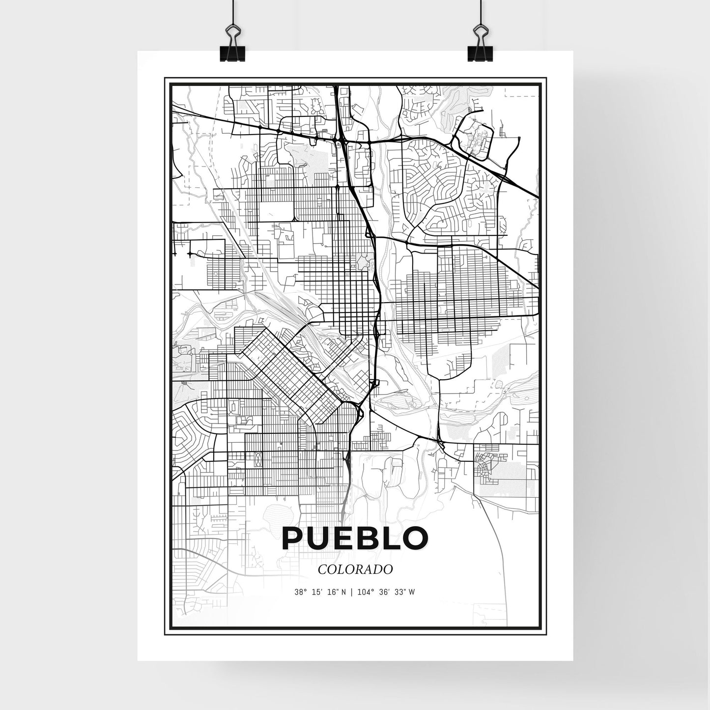 Pueblo Colorado - Premium City Map Poster