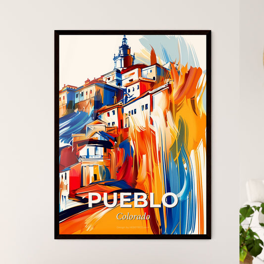 Vibrant Pueblo, Colorado - A Painting Of A Building On A Hill