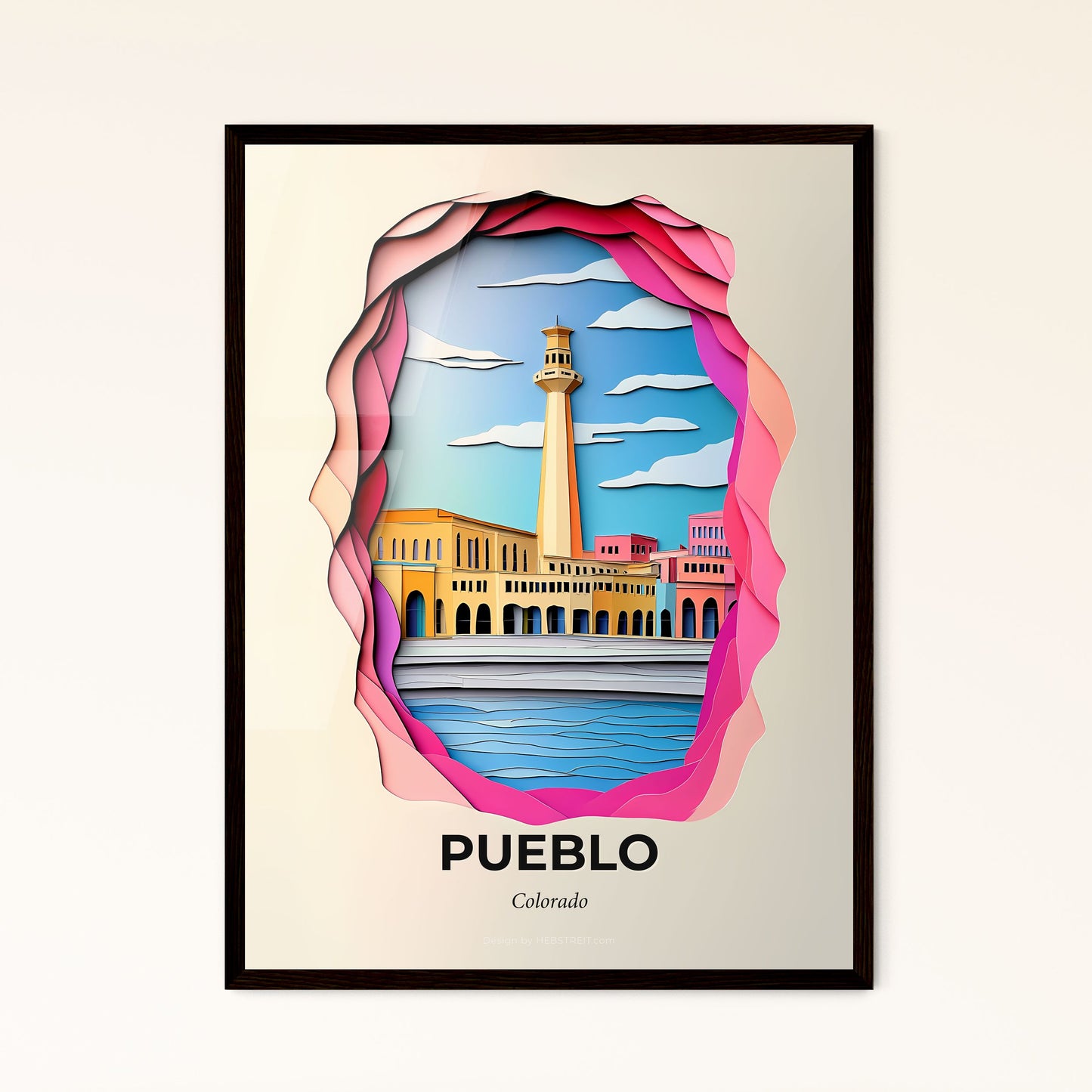 Vivid Pueblo, Colorado - a paper cut of a lighthouse and buildings