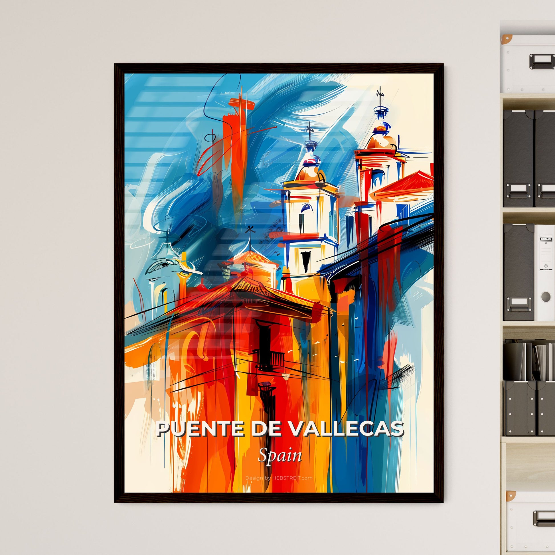 Vibrant Puente De Vallecas, Spain - A Painting Of A Building