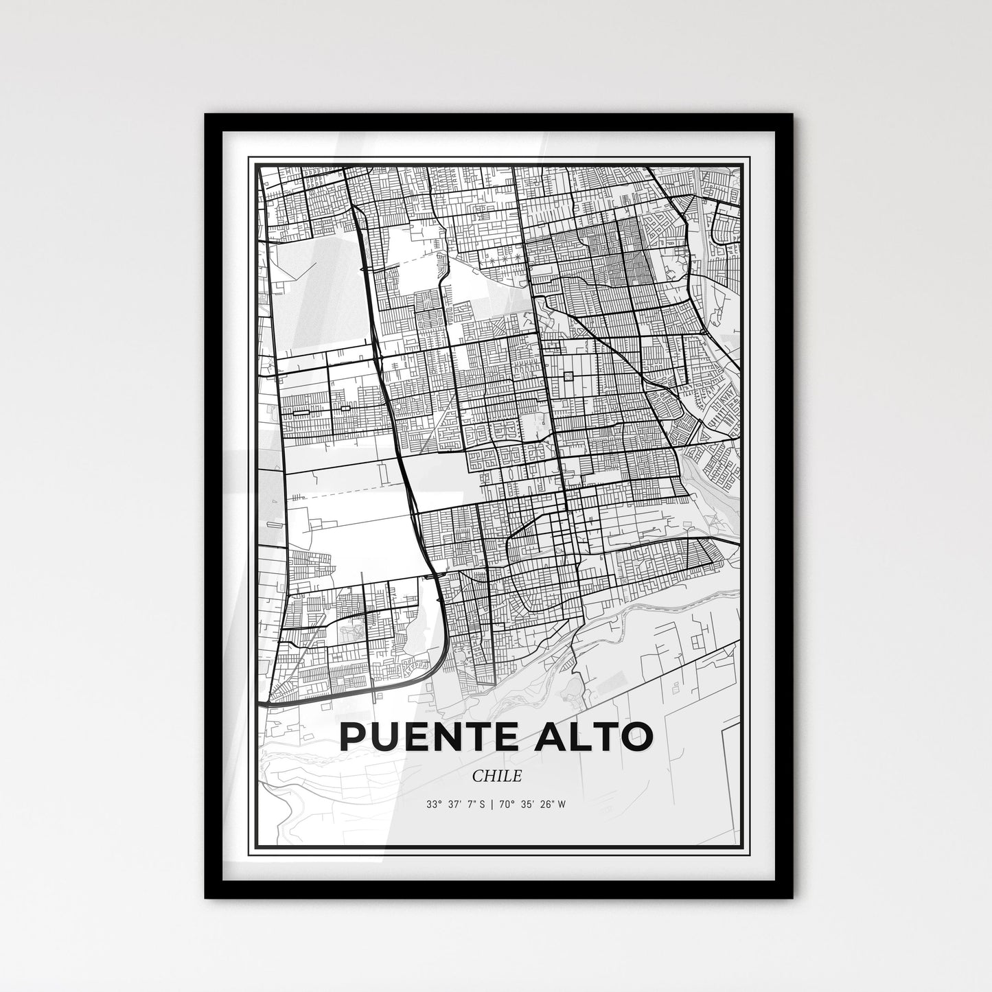 Puente Alto Chile - Scandinavian Style City Map for Modern Home Decor