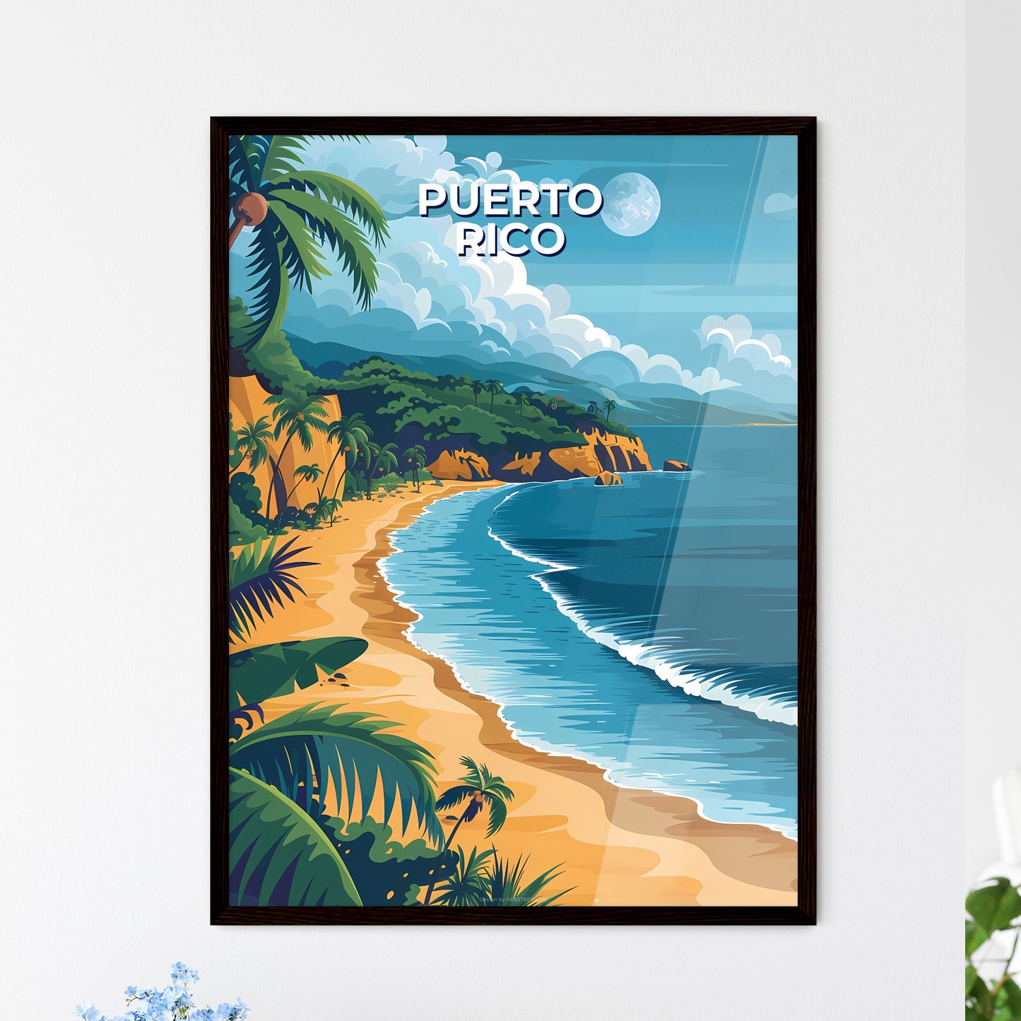 Caribbean Beach Scene - Artistic Painting of - Framed Art Print