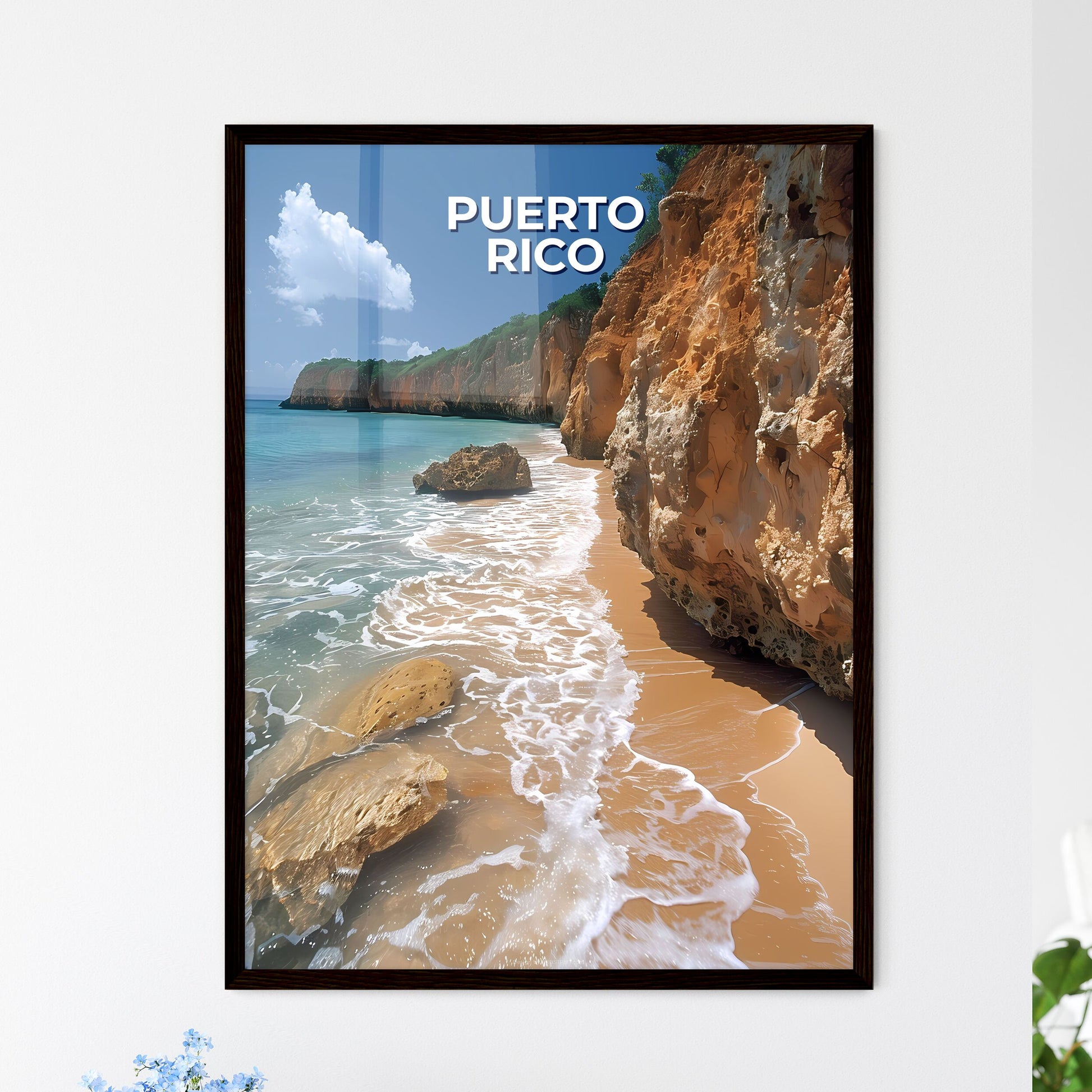 Vibrant Beach Painting - Framed Art Print