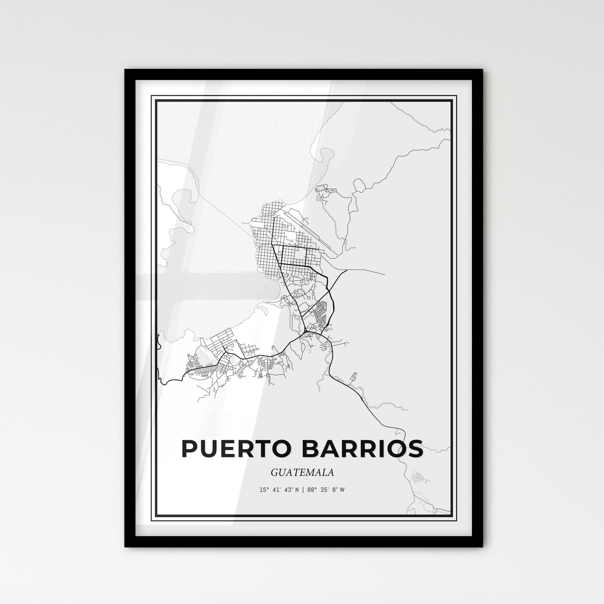 Puerto Barrios Guatemala - Scandinavian Style City Map for Modern Home Decor