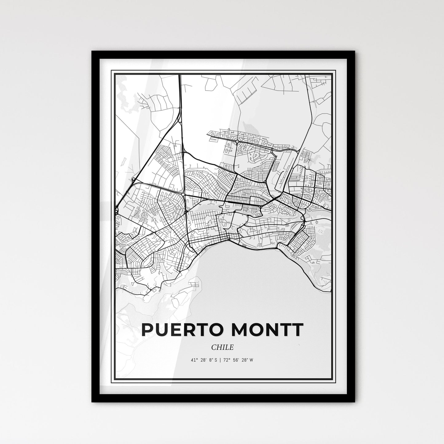 Puerto Montt Chile - Scandinavian Style City Map for Modern Home Decor