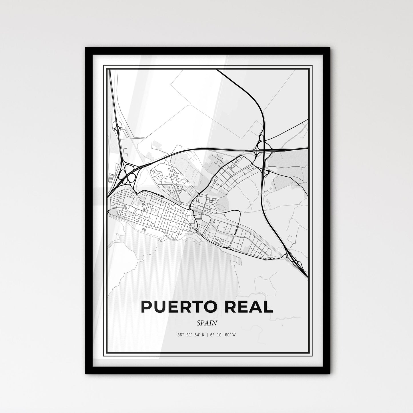 Puerto Real Spain - Scandinavian Style City Map for Modern Home Decor