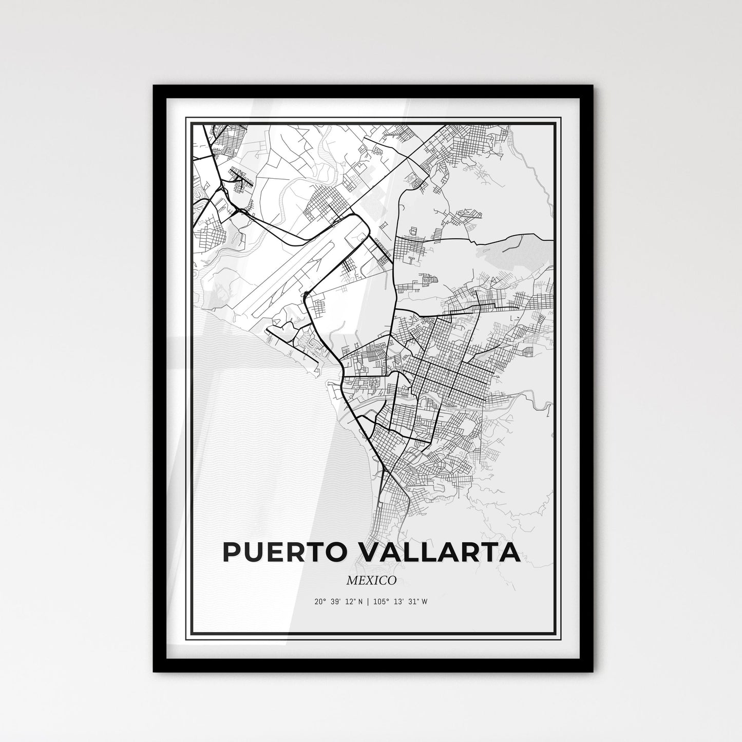 Puerto Vallarta Mexico - Scandinavian Style City Map for Modern Home Decor