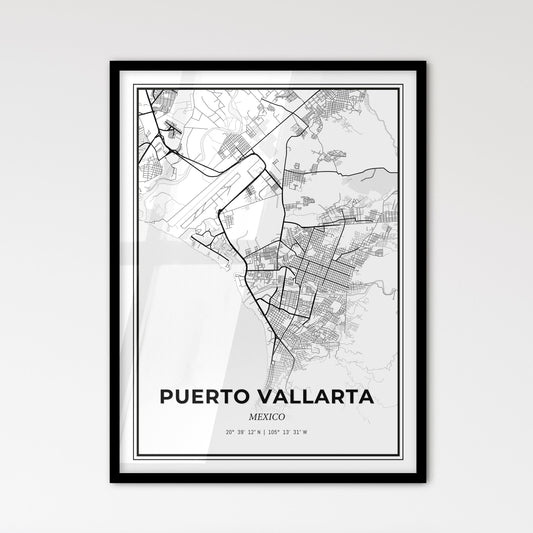 Puerto Vallarta Mexico - Scandinavian Style City Map for Modern Home Decor