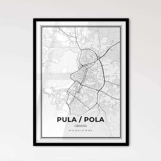 Pula/Pola Croatia - Scandinavian Style City Map for Modern Home Decor