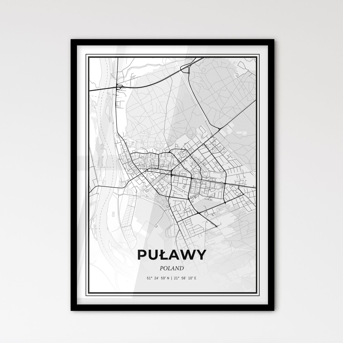 Puławy Poland - Scandinavian Style City Map for Modern Home Decor