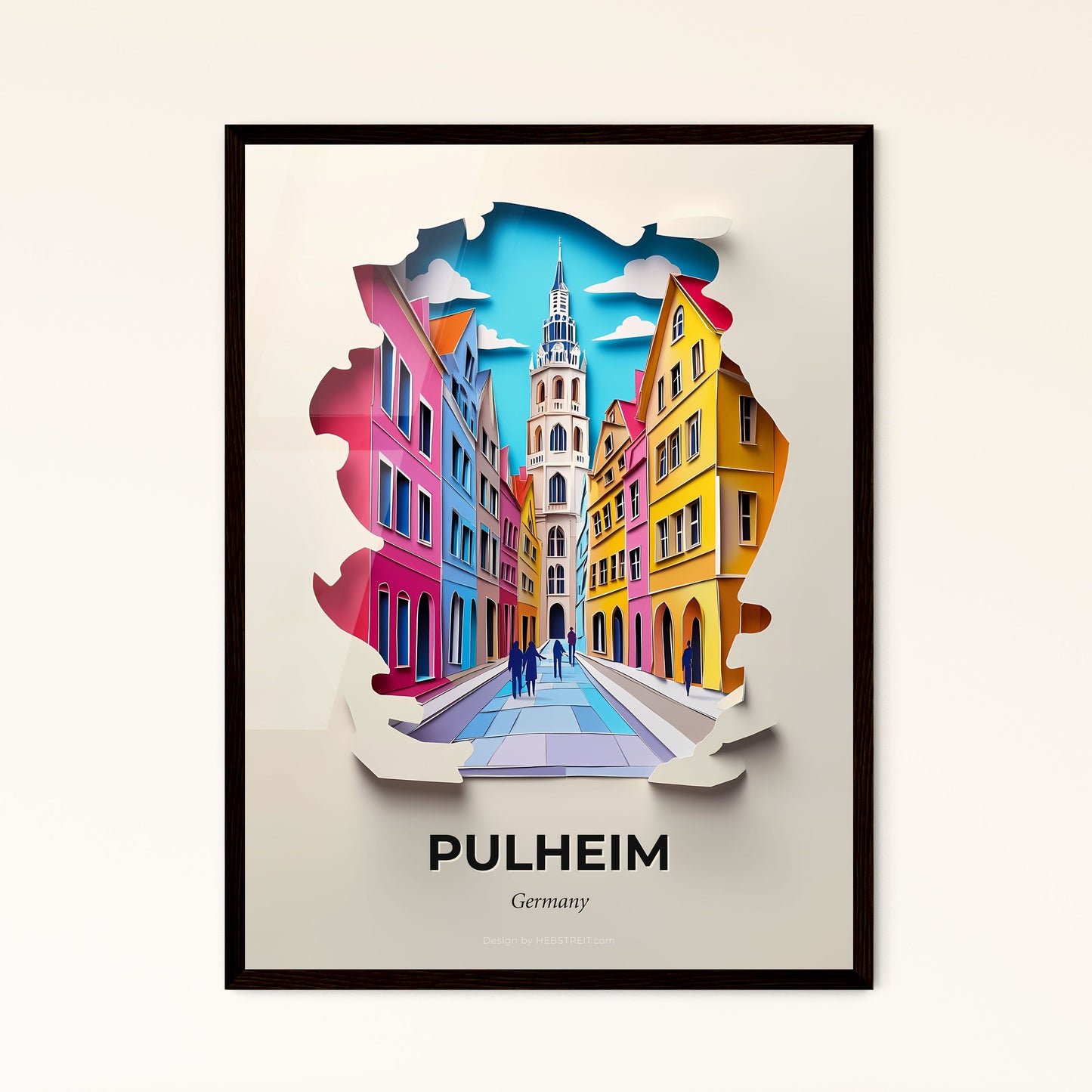 Vivid Pulheim, Germany - a paper cut of a city street with a clock tower